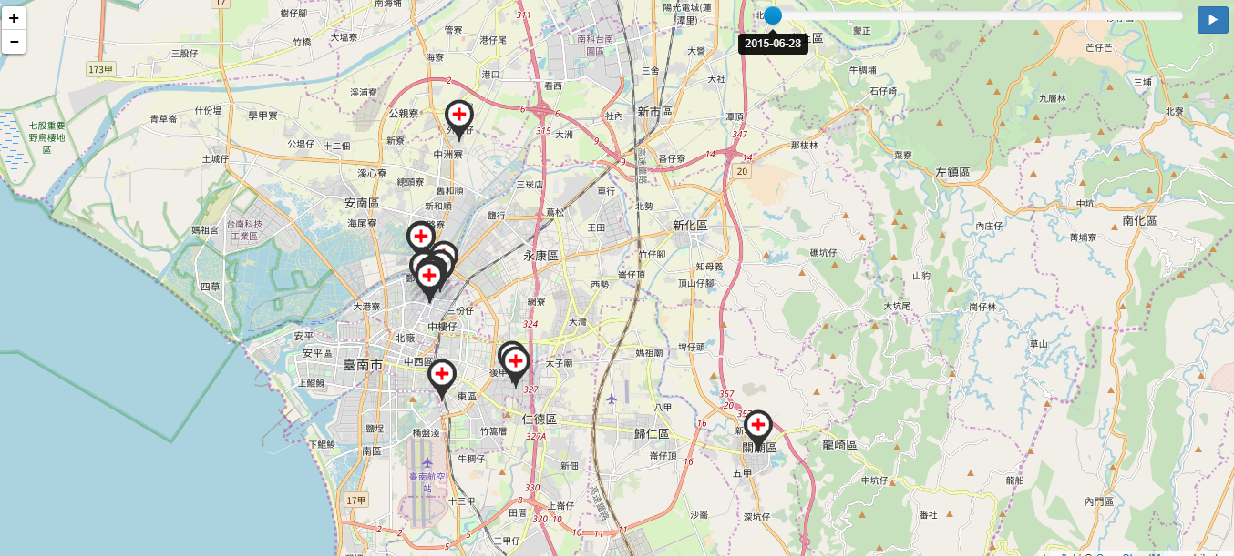 臺南市登革熱病例及布氏指數heatmap呈現